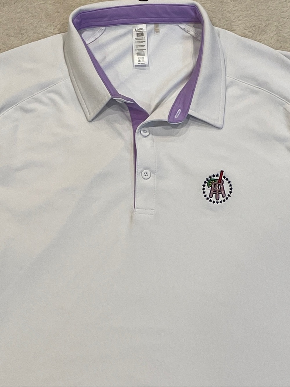 UNRL x Barstool Sports Golf Polo Men’s XL White Purple Performance Stretch